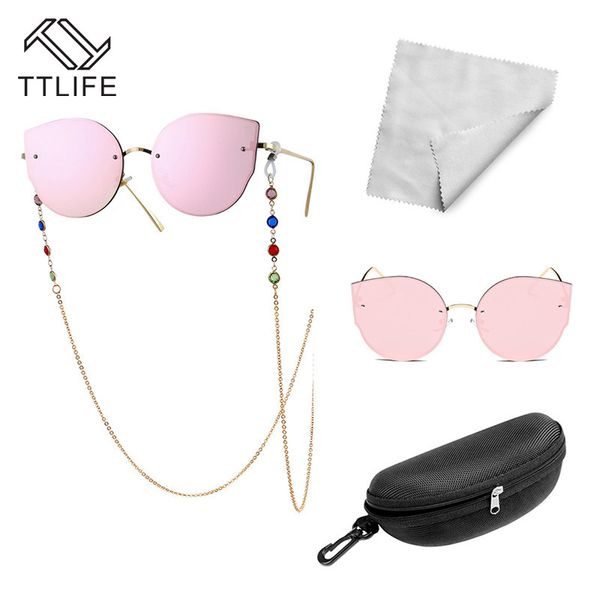 ttlife pink women sunglasses brand designer gold glasses chain glasses case cloth combination gift yjhh0321, White;black
ttlife pink women sunglasses brand designer gold glasses chain glasses case cloth combination gift yjhh0321, White;black