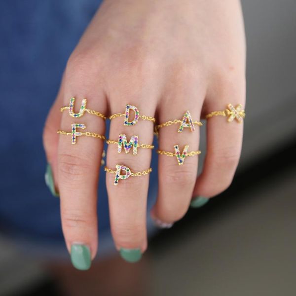 alphebet charm cute micro pave rainbow cz letters link chain meanning 2020 latest design gold minimal chain rings, Golden;silver
alphebet charm cute micro pave rainbow cz letters link chain meanning 2020 latest design gold minimal chain rings, Golden;silver