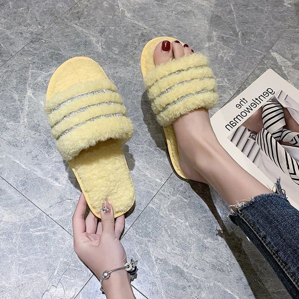 women fur slippers crystal woman furry slides women's slip on bling flat female comfort shoes ladies casual indoor footwear 2020, Black
women fur slippers crystal woman furry slides women's slip on bling flat female comfort shoes ladies casual indoor footwear 2020, Black