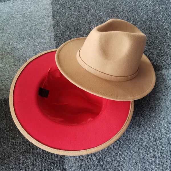outer camel inner red patchwork felt hat autumn winter woolen jazz trilby cap classic european us men women fedora hats, Blue;gray
outer camel inner red patchwork felt hat autumn winter woolen jazz trilby cap classic european us men women fedora hats, Blue;gray