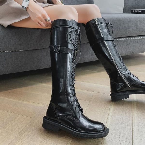 white boots women patent leather long boots punk lace up zipper knee high women fall black platform laarzen dames
white boots women patent leather long boots punk lace up zipper knee high women fall black platform laarzen dames