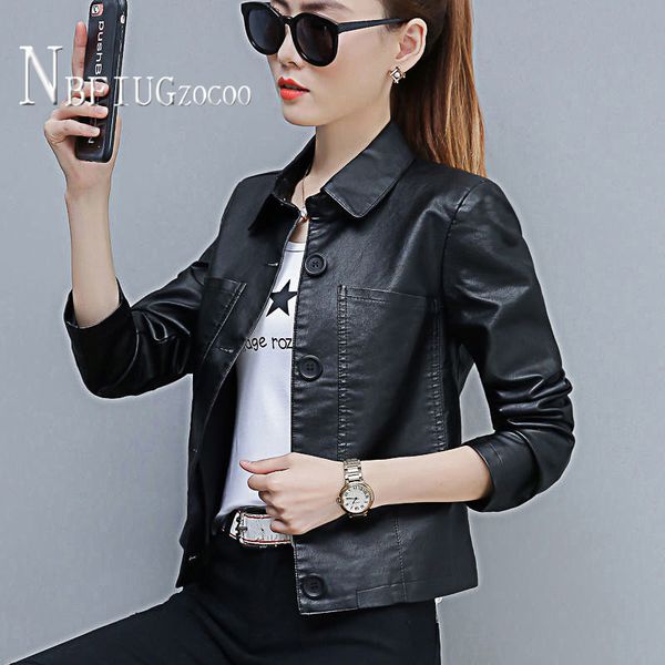 2020 autumn winter new korean pu leather women coat long sleeve locomotive female jacket, Black
2020 autumn winter new korean pu leather women coat long sleeve locomotive female jacket, Black