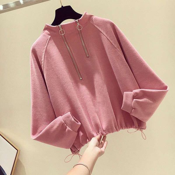 women's hoodies & sweatshirts female cropped zip up hoodie autumn winter wear loose stand collar drawstring cute pink for girls long sl, Black
women's hoodies & sweatshirts female cropped zip up hoodie autumn winter wear loose stand collar drawstring cute pink for girls long sl, Black