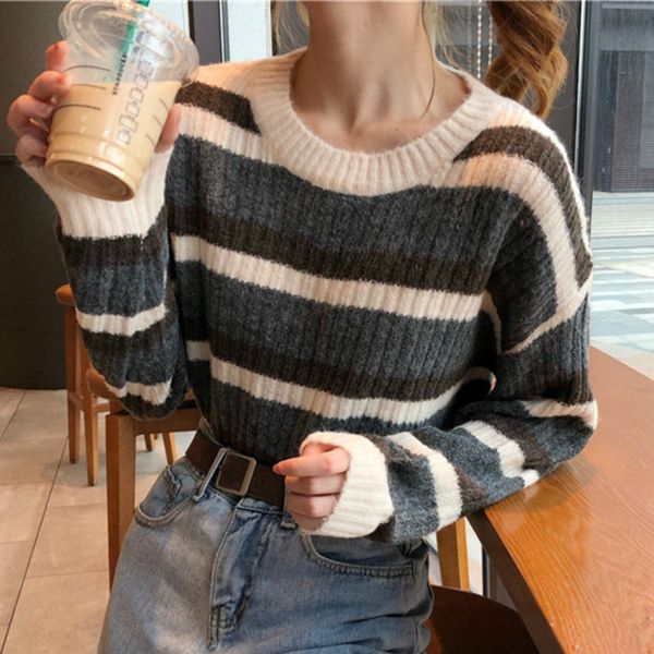 winter women striped sweater 2020 new casual fashion simple o-neck pullovers female korean chic ins knitted jumpers clothes, White;black
winter women striped sweater 2020 new casual fashion simple o-neck pullovers female korean chic ins knitted jumpers clothes, White;black