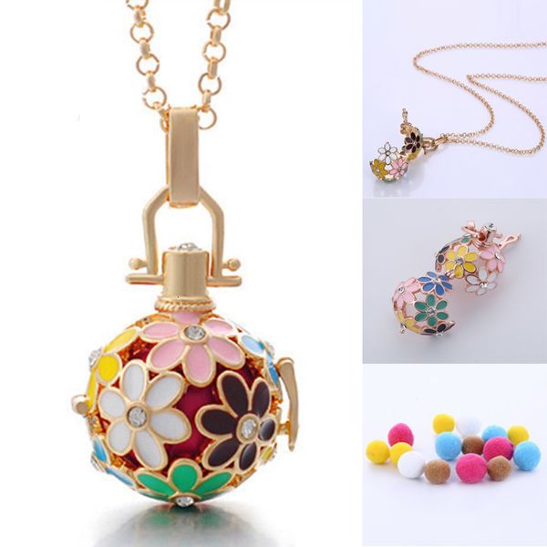 Premium Aromatherapy Essential Oil Diffuser Necklace Locket Pendant Jewelry With 60cm Chain 3pcs Refill Ball 5 Styles B381q
