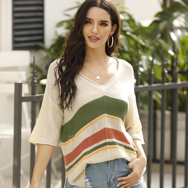 2020 new women autumn v neck half sleeve color block knitted sweater loose pullover top, White;black
2020 new women autumn v neck half sleeve color block knitted sweater loose pullover top, White;black