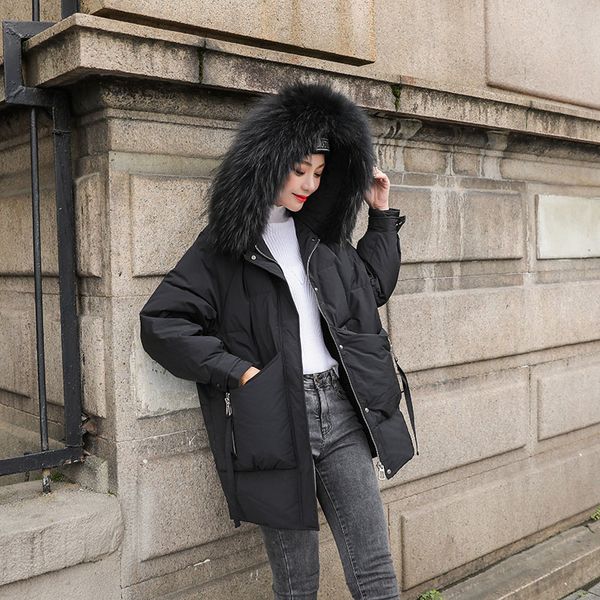 women's down jacket hooded coat female jacket raccoon dog fur collar warm winter parkas woman thick 2020 mujeres abrigos pph1403, Black
women's down jacket hooded coat female jacket raccoon dog fur collar warm winter parkas woman thick 2020 mujeres abrigos pph1403, Black