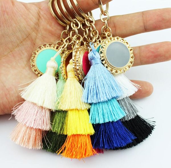 zwpon boho style unique 3 layers tassel key chain enamel disc initial blank only small wholesale manufacturers, Silver
zwpon boho style unique 3 layers tassel key chain enamel disc initial blank only small wholesale manufacturers, Silver