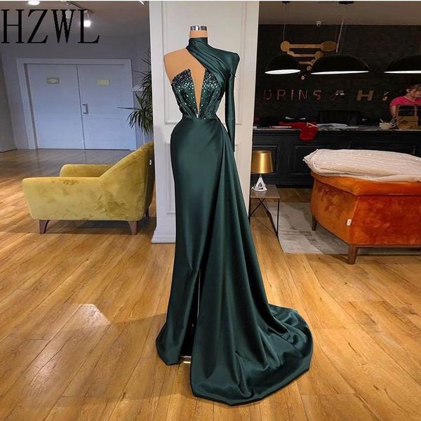 dark hunter green color mermaid evening dresses high-neck oneshoulder crystal draped prom dress split cocktail dress vestido, Black;red
dark hunter green color mermaid evening dresses high-neck oneshoulder crystal draped prom dress split cocktail dress vestido, Black;red