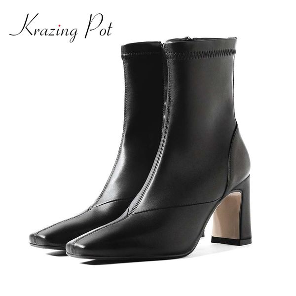 krazing pot korean girls real leather high street fashion high square heel square toe zipper all-match modern mid-calf boots l01, Black
krazing pot korean girls real leather high street fashion high square heel square toe zipper all-match modern mid-calf boots l01, Black