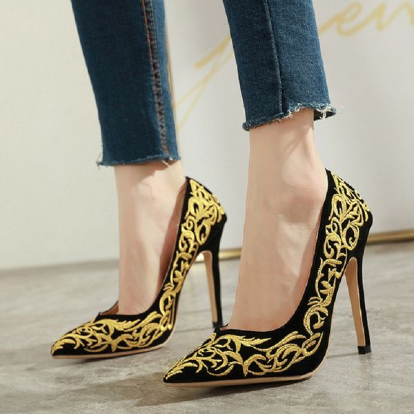 european america style new fashion super high heels embroider shallow pointed toe nightclub flock women pumps shoes 200725, Black
european america style new fashion super high heels embroider shallow pointed toe nightclub flock women pumps shoes 200725, Black
