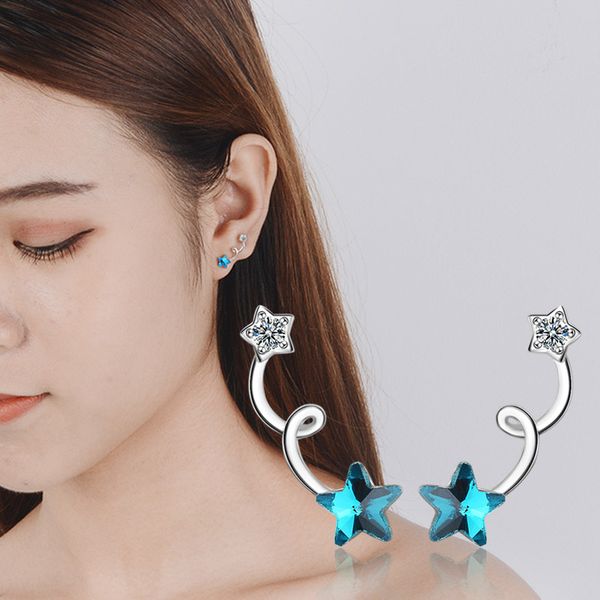 stud elegant blue crystal star earrings jewelry for women female style spiral design double zircon earring, Golden;silver
stud elegant blue crystal star earrings jewelry for women female style spiral design double zircon earring, Golden;silver