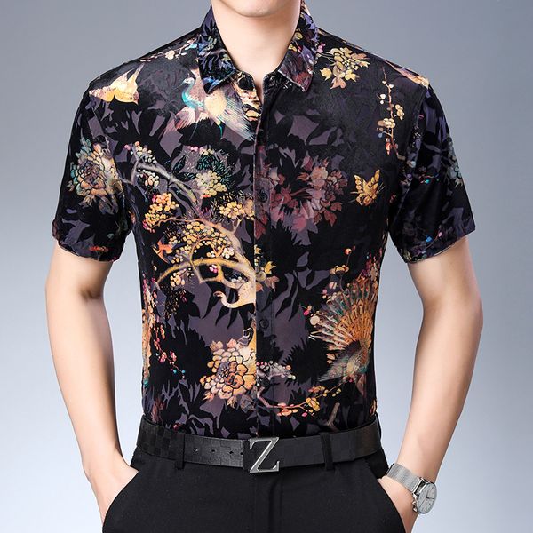 new summer mens velvet shirt short sleeve floral clothes hollow shirt see through dress shirts, White;black
new summer mens velvet shirt short sleeve floral clothes hollow shirt see through dress shirts, White;black