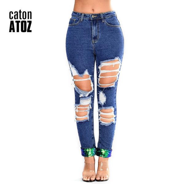 catonatoz 2153 new arrivals women`s high waisted boyfriend jeans ripped denim pants trousers sequins mom jeans for women, Blue
catonatoz 2153 new arrivals women`s high waisted boyfriend jeans ripped denim pants trousers sequins mom jeans for women, Blue
