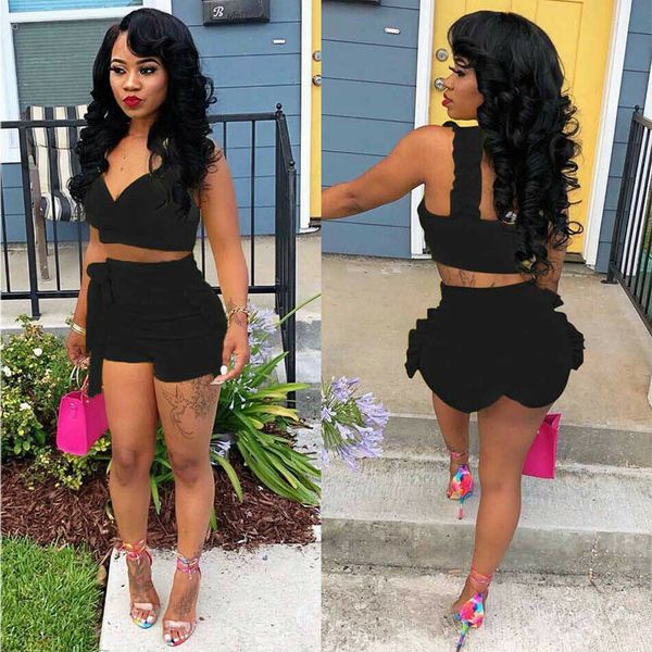 casual summer 2pcs set women lady sleeveless ruffled solid shorts jumpsuit romper sleeveless v neck shirt outfifs summer clothes, White
casual summer 2pcs set women lady sleeveless ruffled solid shorts jumpsuit romper sleeveless v neck shirt outfifs summer clothes, White