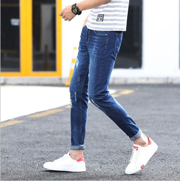 men's jeans 2021 men stretch male classic elasticity business fashion comfortable solid slim straight long denim pants, Blue
men's jeans 2021 men stretch male classic elasticity business fashion comfortable solid slim straight long denim pants, Blue