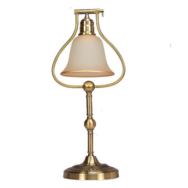 Retro European-style Study Desk Lamp Metal Base Glass Lampshade Living Room Reading Table Lighting Desk Lamp