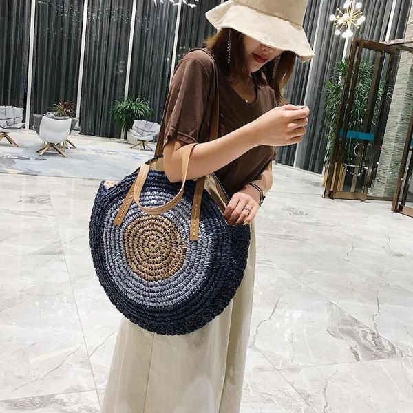 mojoyce hit color straw weaving shoulder handbags women summer bohemian center round rattan hand-woven large size beach bag new
mojoyce hit color straw weaving shoulder handbags women summer bohemian center round rattan hand-woven large size beach bag new