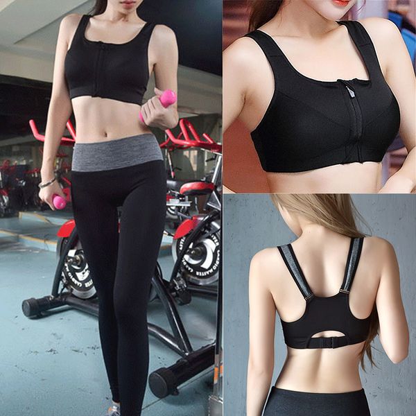 women front zipper push up sports bras underwear shockproof breathable gym fitness athletic running yoga sport vest, White;black
women front zipper push up sports bras underwear shockproof breathable gym fitness athletic running yoga sport vest, White;black