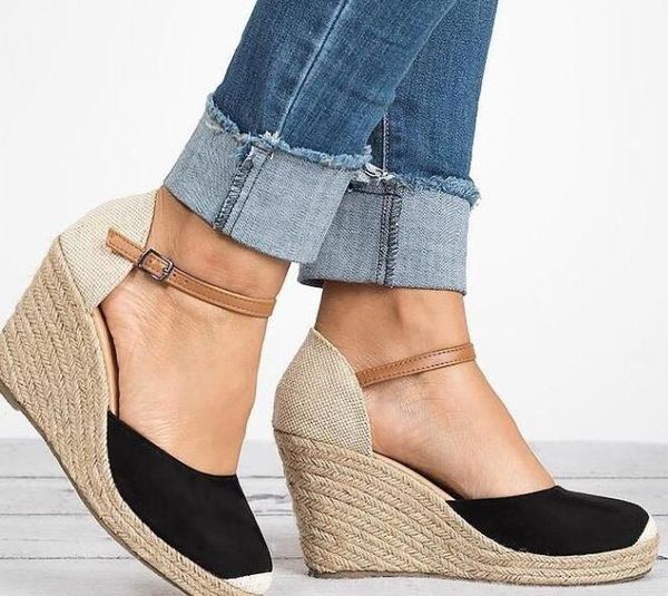 fashion womens shoes 2020 large size wedge sandals closed heel high heels buckle luxury summer on for multicolored ladies, Black
fashion womens shoes 2020 large size wedge sandals closed heel high heels buckle luxury summer on for multicolored ladies, Black