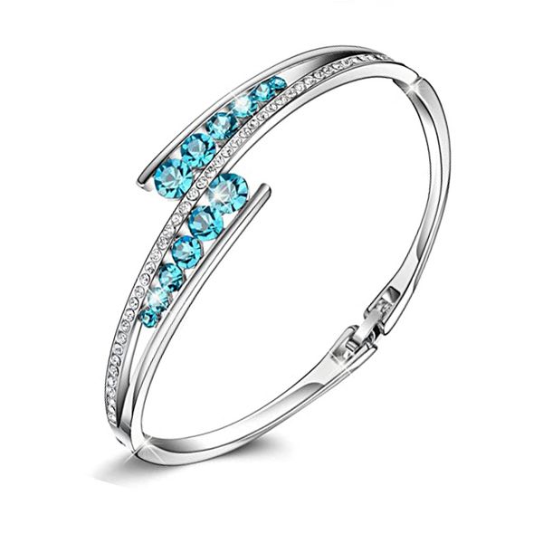 link, chain hermosa bangle bracelets blue crystal from adjustable hinged jewelry for women mother's day gifts, Black
link, chain hermosa bangle bracelets blue crystal from adjustable hinged jewelry for women mother's day gifts, Black