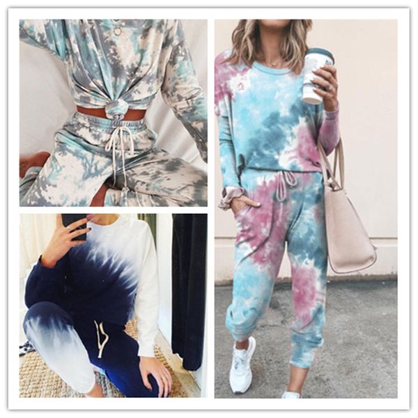 womens tie dye 2pcs sets woman spring summer o-neck long sleeve with pants suits women home set, White
womens tie dye 2pcs sets woman spring summer o-neck long sleeve with pants suits women home set, White