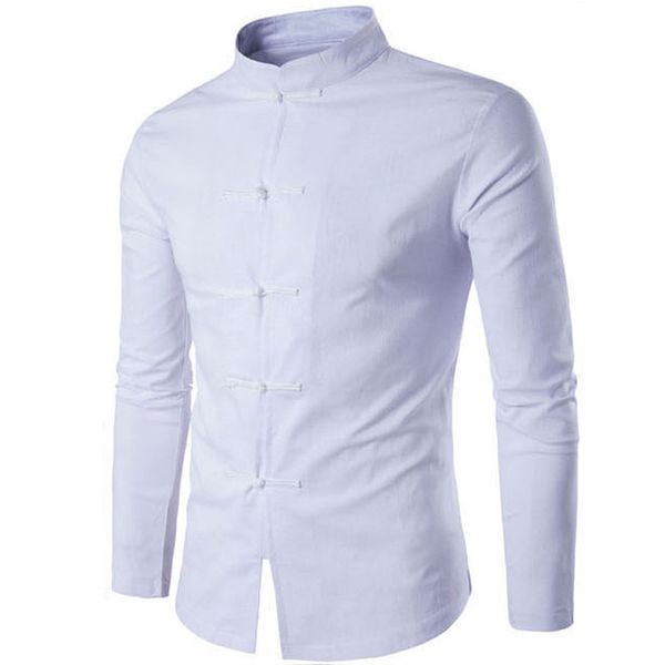 white linen shirt men 2020 brand long sleeve chemise homme classic chinese style tang clothing breathable hombre camisa, White;black
white linen shirt men 2020 brand long sleeve chemise homme classic chinese style tang clothing breathable hombre camisa, White;black