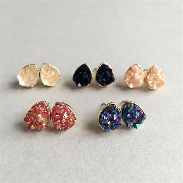 stud 5 colors waterdrop drusy earrings fashion resin lava quartz stone earings gold color cute brand jewelry for women, Golden;silver
stud 5 colors waterdrop drusy earrings fashion resin lava quartz stone earings gold color cute brand jewelry for women, Golden;silver