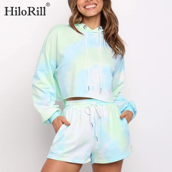 women's tracksuits hilorill women fashion tie dye 2 piece set batwing sleeve loose hooded cropped outfit casual drawstring shorts, Gray 
women's tracksuits hilorill women fashion tie dye 2 piece set batwing sleeve loose hooded cropped outfit casual drawstring shorts, Gray