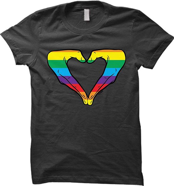 stranger things design t shirt 2019 new rainbow heart hand gay pride t-shirt t shirts