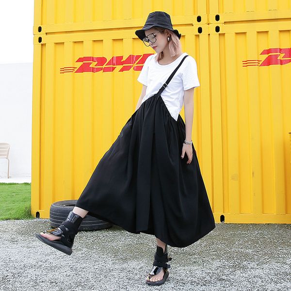 women's tracksuits women white t-shirt with black baggy irregular one shoulder draped strap skirt fashion streetwear 2021 summe, Gray
women's tracksuits women white t-shirt with black baggy irregular one shoulder draped strap skirt fashion streetwear 2021 summe, Gray