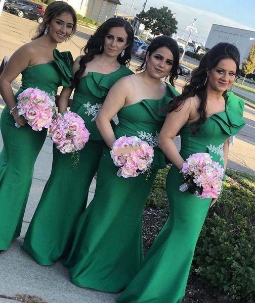 2020 hunter mermaid one shoulder bridesmaid dresses lace appliqued country maid of honor gowns floor length satin wedding guest dress, White;pink
2020 hunter mermaid one shoulder bridesmaid dresses lace appliqued country maid of honor gowns floor length satin wedding guest dress, White;pink