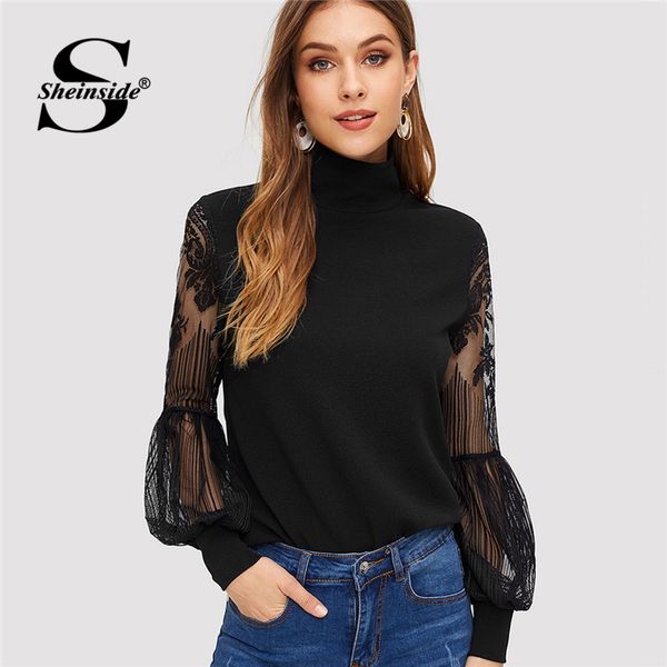 sheinside black turtleneck sweatshirt female long sleeve contrast lace lantern sleeve women pullover elegant sweatshirts
sheinside black turtleneck sweatshirt female long sleeve contrast lace lantern sleeve women pullover elegant sweatshirts