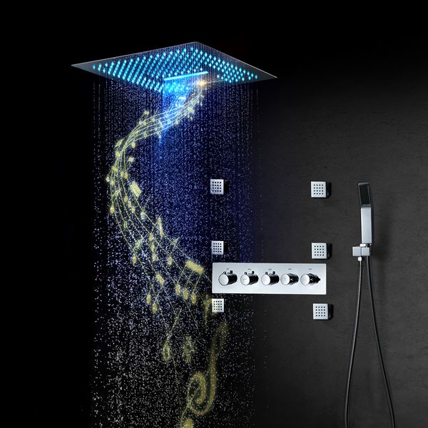 bathroom shower systems music led shower set 304 stainless steel ceiling rainfall showerhead concealed mixer thermostatic valve
bathroom shower systems music led shower set 304 stainless steel ceiling rainfall showerhead concealed mixer thermostatic valve