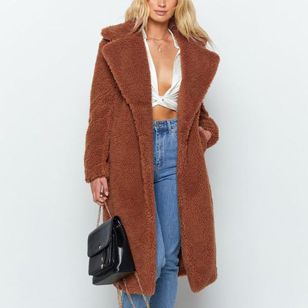 women's fur & faux female jacket furry coat autumn winter ladies warm cardigan solid long parka outerwear, Black
women's fur & faux female jacket furry coat autumn winter ladies warm cardigan solid long parka outerwear, Black