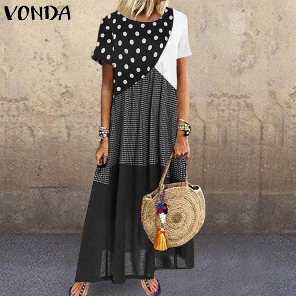 party dresses summer sundress women dot printed dress 2021 vonda patchwork maxi long vintage casual loose robe plus size vestidos, White;black
party dresses summer sundress women dot printed dress 2021 vonda patchwork maxi long vintage casual loose robe plus size vestidos, White;black
