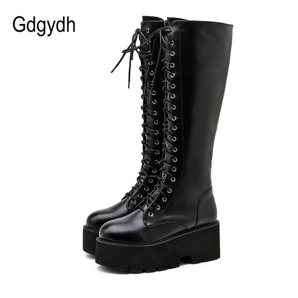 gdgydh chunky platform heels pu leather knee high boots women retro punk long boots woman lace up booties mujer 2020 new fall, Black
gdgydh chunky platform heels pu leather knee high boots women retro punk long boots woman lace up booties mujer 2020 new fall, Black