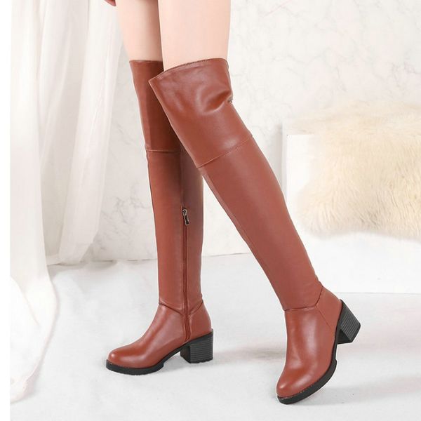 zawsthia soft pu brown black round toe chunky high heels winter fleece snow booties for woman ladies womens over-the-knee boots 
zawsthia soft pu brown black round toe chunky high heels winter fleece snow booties for woman ladies womens over-the-knee boots