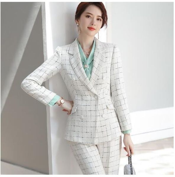 plaid pants suits women 2020 new spring fashion temperament formal long sleeve blazer and pants office ladies business work wear, White
plaid pants suits women 2020 new spring fashion temperament formal long sleeve blazer and pants office ladies business work wear, White