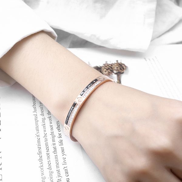 fashion rose gold cubic zirconia square crystals bangle bracelet nickel jewelry for women simple bangle, Black
fashion rose gold cubic zirconia square crystals bangle bracelet nickel jewelry for women simple bangle, Black