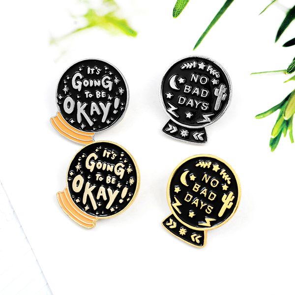 pins, brooches no bad days letter round enamel pins it is going to be okey brooch spherical medal style badge denim shirt lapel pin, Gray
pins, brooches no bad days letter round enamel pins it is going to be okey brooch spherical medal style badge denim shirt lapel pin, Gray