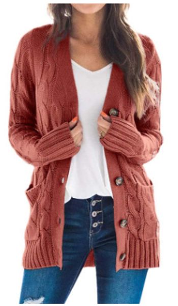 2020 women's sweater autumn and winter new arrival fahion european and american aasual solid color twist button cardigan sweater, White;black
2020 women's sweater autumn and winter new arrival fahion european and american aasual solid color twist button cardigan sweater, White;black