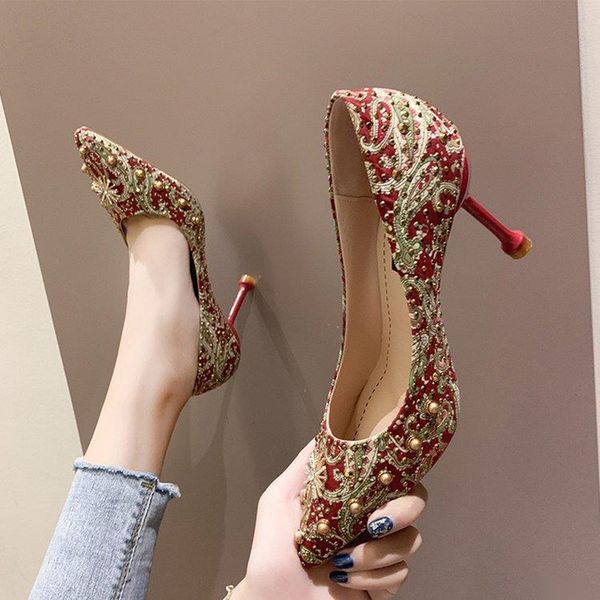glitter metal snow rivets shoes ethnic style flower print stiletto heels pumps women shoes high heel party dress wedding, Black
glitter metal snow rivets shoes ethnic style flower print stiletto heels pumps women shoes high heel party dress wedding, Black