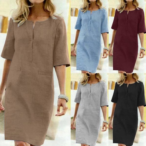 2020 zanzea elegant women o neck short sleeve midi dress summer solid long shirt dress robe work sundress femme party vestido, Black;gray
2020 zanzea elegant women o neck short sleeve midi dress summer solid long shirt dress robe work sundress femme party vestido, Black;gray