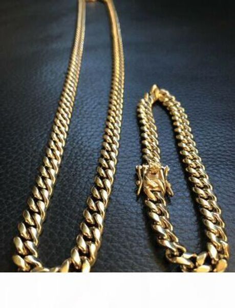 8mm mens cuban miami link bracelet & chain set 14k gold plated stainless steel, Silver 
8mm mens cuban miami link bracelet & chain set 14k gold plated stainless steel, Silver