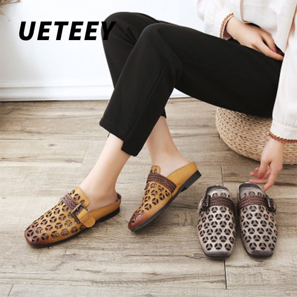 simple leisure work sports creative retro hollow sandals female leather outer wear fashionable half slippers flat beach shoes, Black
simple leisure work sports creative retro hollow sandals female leather outer wear fashionable half slippers flat beach shoes, Black