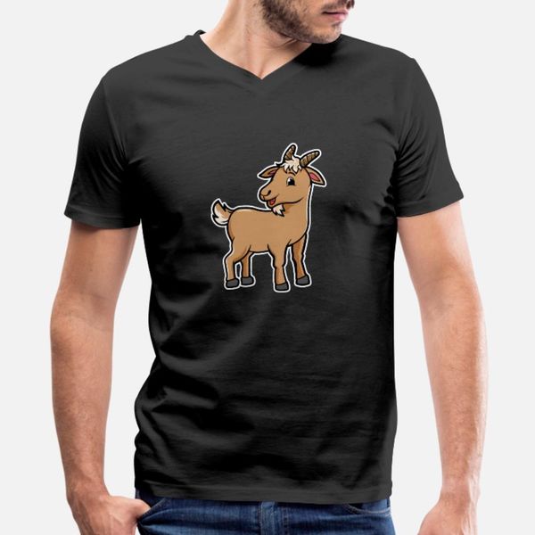 cute kawaii goat t shirt men design 100% cotton round collar homme fit comical spring pattern shirt