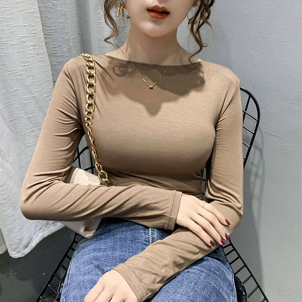 new 2020 women autumn winter t-shirt solid multi colors bottoming long sleeve basic fashionable minimalist style wild, White
new 2020 women autumn winter t-shirt solid multi colors bottoming long sleeve basic fashionable minimalist style wild, White