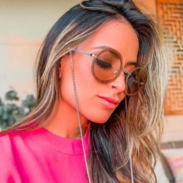 qpeclou 2020 fashion come with chain sunglasses women brand designer vintage metal round sun glasses female driving shades, White;black
qpeclou 2020 fashion come with chain sunglasses women brand designer vintage metal round sun glasses female driving shades, White;black