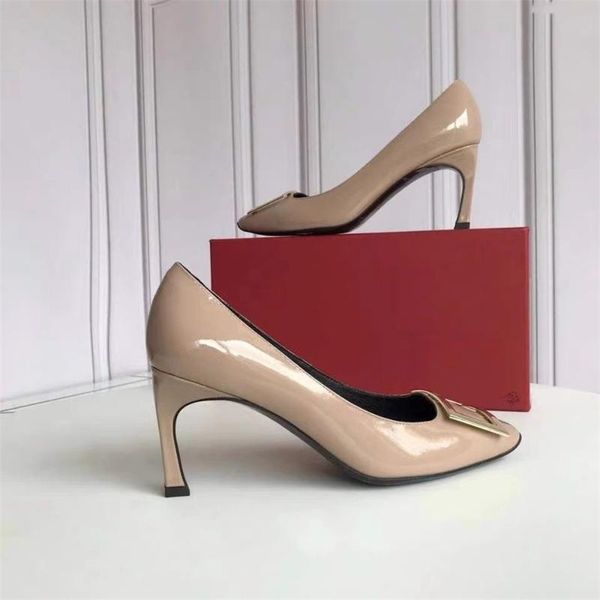 designer genuine leather luxury women's shoes mature ladies square toe metal decoration slip-on patent leather low/high heels, Black
designer genuine leather luxury women's shoes mature ladies square toe metal decoration slip-on patent leather low/high heels, Black
